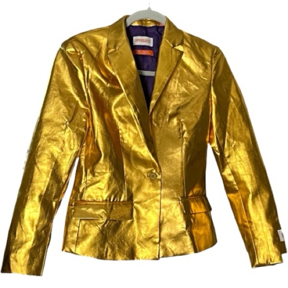 Oppo Shimmering Metallic Gold Blazer, Size: 4